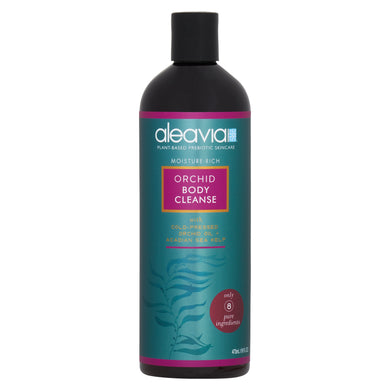 Bottle of Aleavia Orchid Body Cleanse orchid body wash